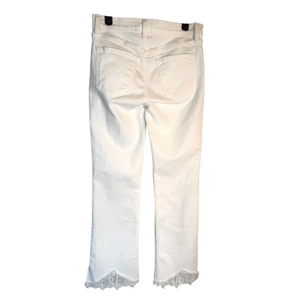 J Brand Selena Size 24 White Cropped Jeans With Lace Hem - Picture 15 of 16